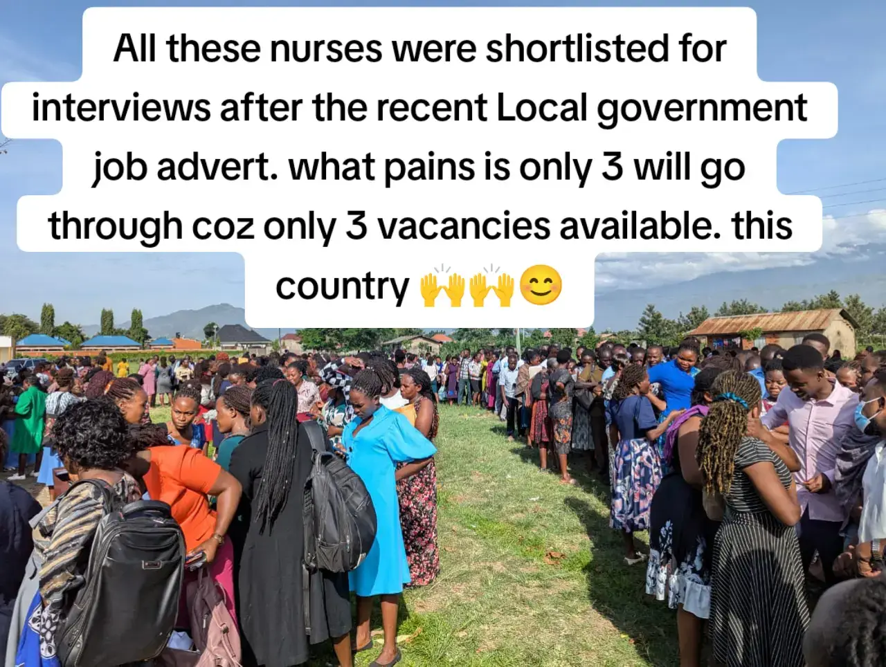 All these nurses applied on the recent local government job advert and were luckily shortlisted for interviews.  Half of the number of candidates that were shortlisted didn't appear for interviews but still the number of those who did was overwhelming.  what pains is that only 3 vacancies are available and only 3 people will go through 🥺🥺  what do you think it requires those lucky 3 to go through 😊🤔🤔