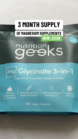 £4.99 if it is your first time buying from the TikTok Shop! #magnesium #magnesiumbenefits #magnesiumglycinate #magnesiumglycinatebenefits #magnesiumcitrate #magnesiumdeficiency #magnesiummalate #supplements #cantsleep #tired #sleepy #fatigued #undereyebags #nutritiongeeks 