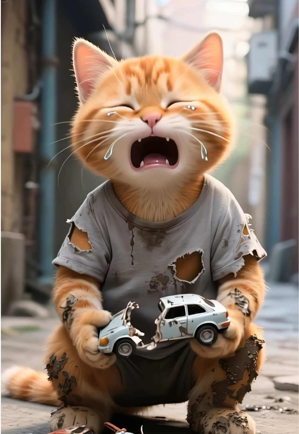 Poor cat work hard to buy dream car.#cat #meow #aicat #fighting #dream #story #fyp 