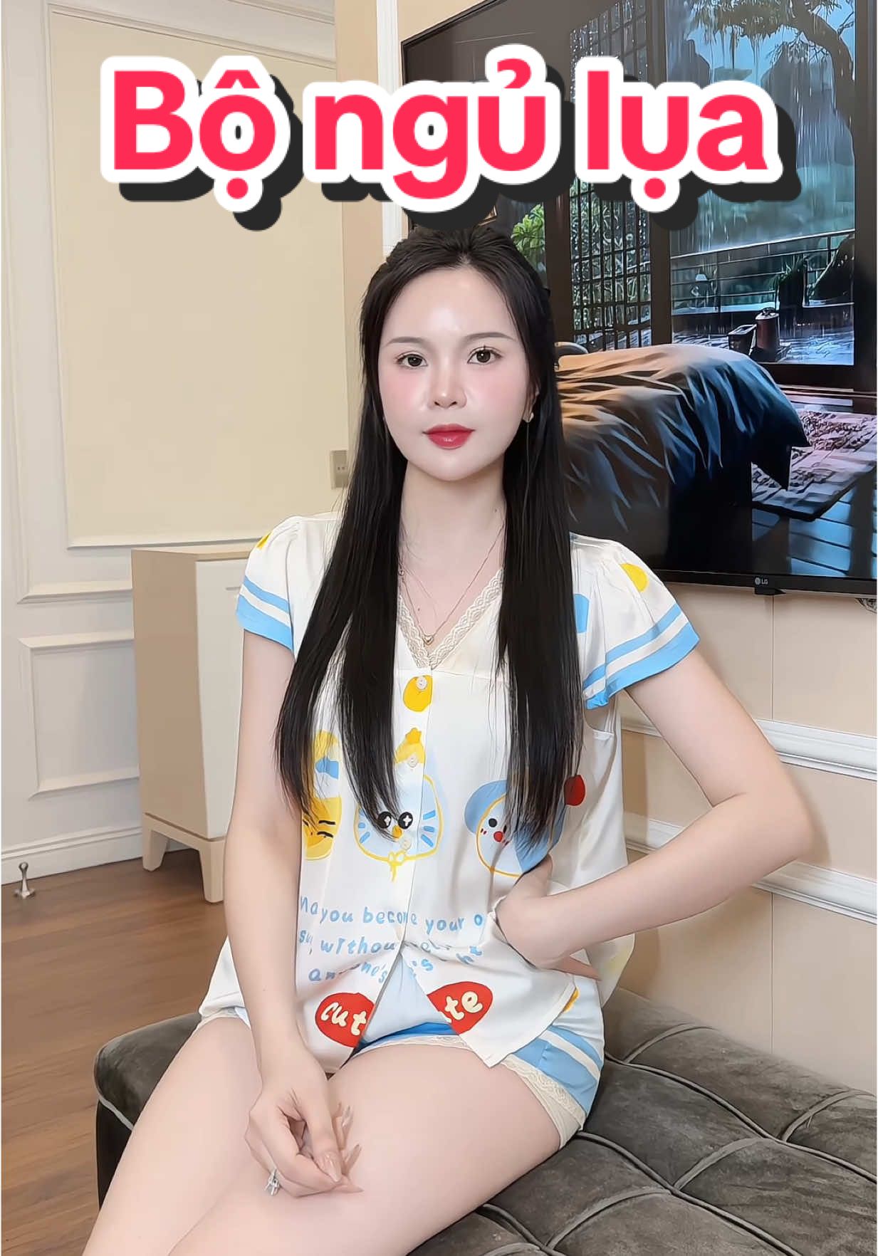 Bộ ngủ lụa cổ tim hàng thiết kế #champhanriview #review #champhan #thoitrangnu #bongu #dobo #pijama #bongulua 