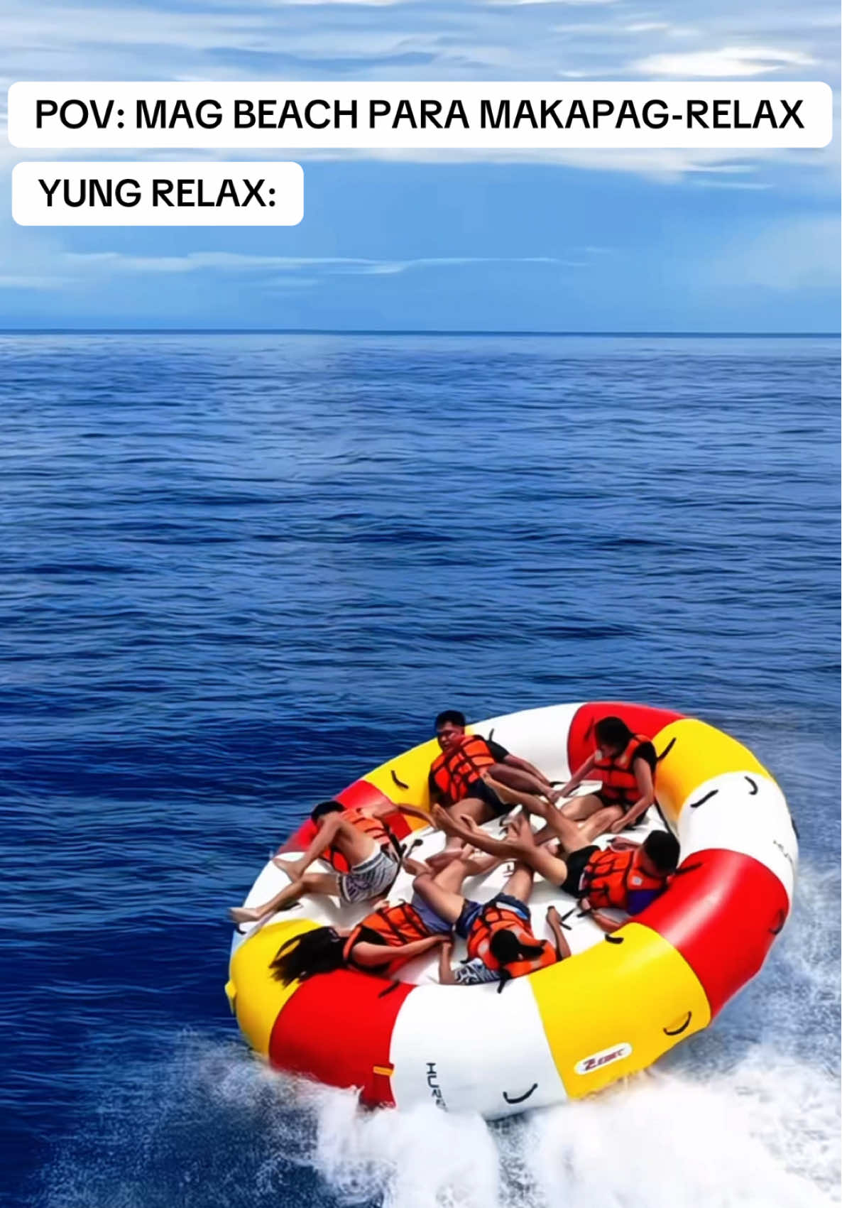 POV: MAG BEACH PARA MAKAPAG-RELAX                                                           YUNG RELAX:                                              #discoboat #hurricaneride #wateractivity #islajardin #sarangani #islajardinglansarangani 