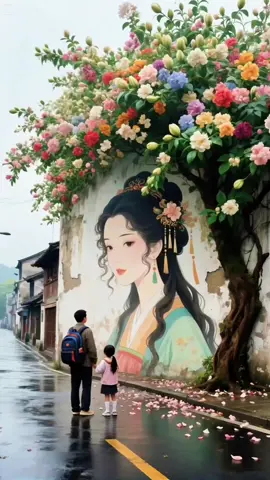 天青色等煙雨  而我在等你#治愈系风景 #鮮花與彩繪融合帶來的春日浪漫 #好看的花一定要分享给你 #台灣🇹🇼 #路邊藝術作品超治愈 #治愈系 #台灣加油 