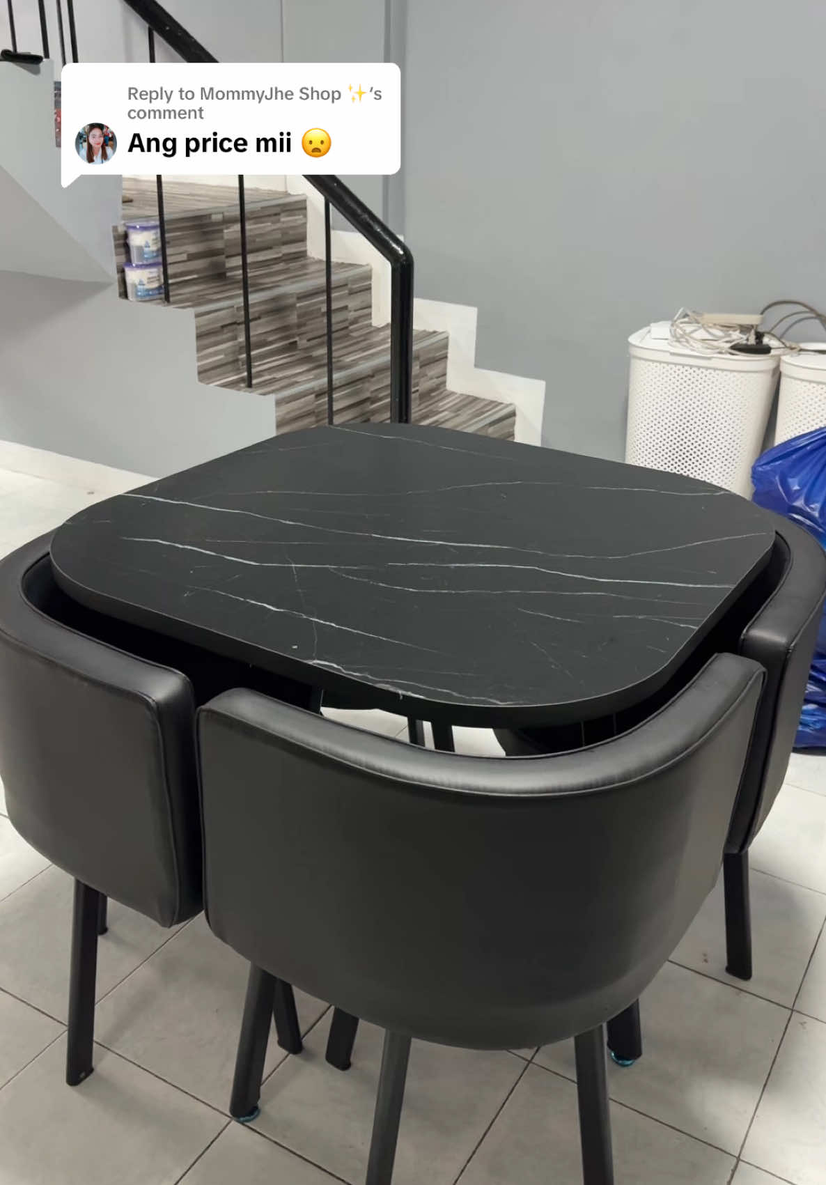 Replying to @MommyJhe Shop ✨ yes medyo mahal panalo naman sulit din 🥰🖤✨ Available sa Yellow Basket ✨😊🥰☝🏻☝🏻 #diningtable #minimalistdiningtable #table 