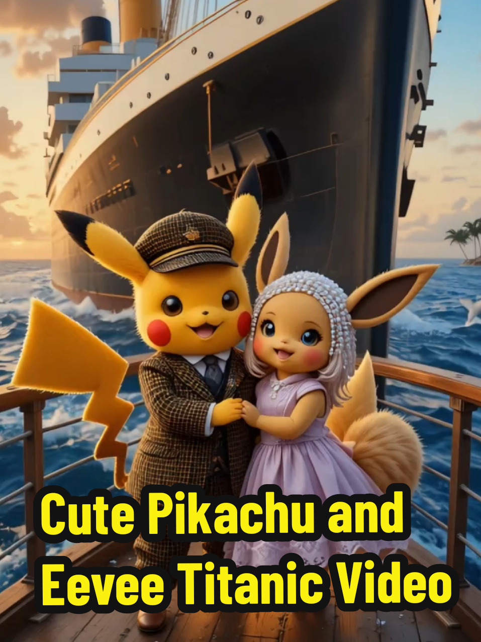 Cute Pikachu and Eevee Titanic Video⛴️ #pikachu #Eevee #cute #titanic #ai #pokemon #pokémon #fy #fyp #fypシ #viral #foryou #foryoupage 