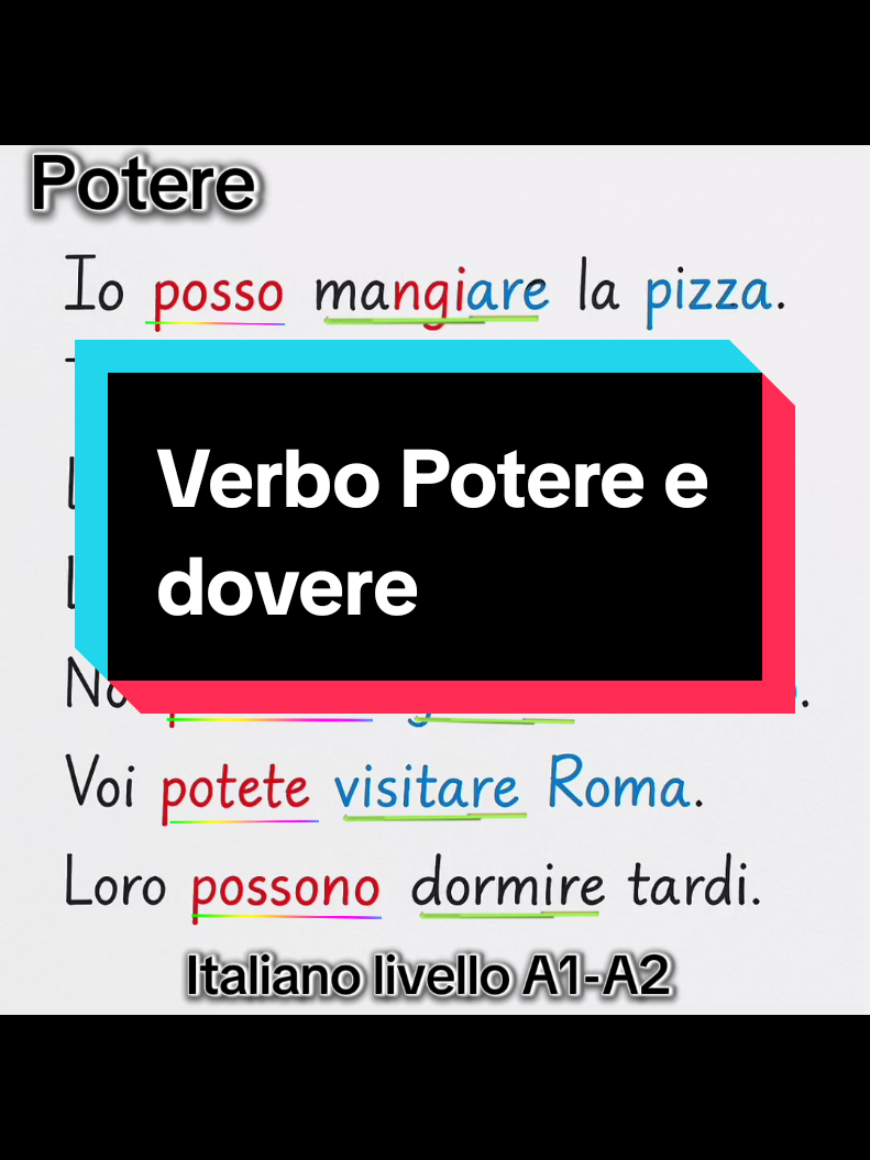 Impara lingua italiana 🇮🇹تعلم اللغة الإيطالية Verbo Potere e dovere #imparareitaliano #linguaitaliana #تعلم_الايطالية_من_الصفر #italiano #italian @Italian language👌 