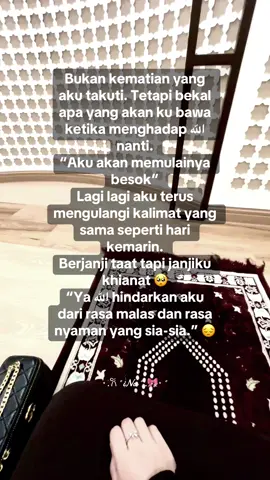 Lagi lagi di uji dalam bentuk ketaatan, Tapi jangan pernah lelah dengan ujian kesetiaan kepada-Nya. Melangkahlah dengan keyakinan, karena surga menantimu di akhir perjalanan. 🤎🕊️