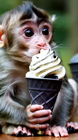 monkey eat ice cream #monkeys #babymonkey #animalfood #monkeyface #pet #cute #animal #foryou
