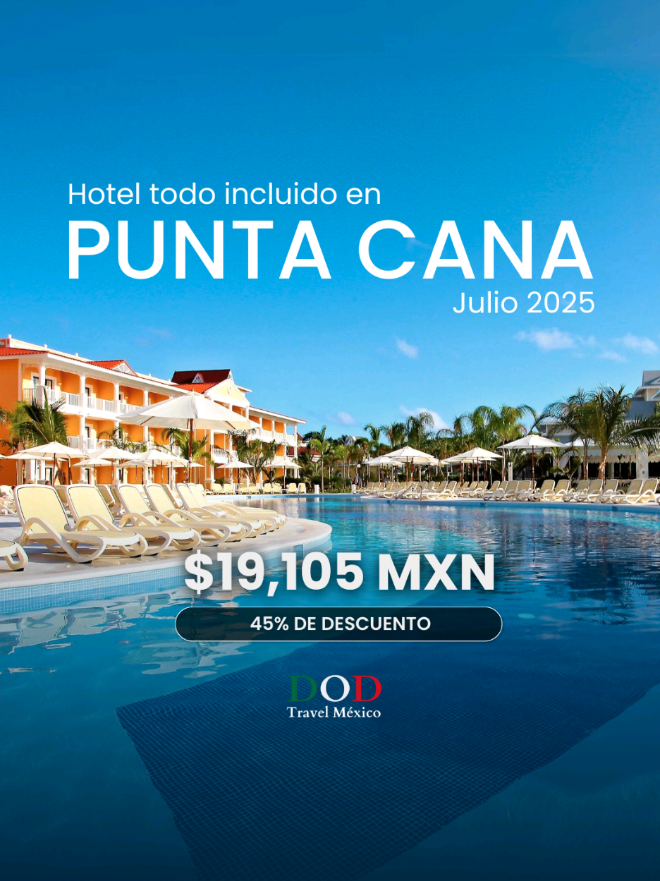 Hotel todo incluido en Punta Cana con 45% de descuento 🌴 2 adultos Fechas: 14 al 18 de julio 2025 4 noches y 5 días Bahia Principe Grand Aquamarine Todo incluido Precio total: $19,105 MXN🌟 Reserva con solo $1,000 por persona ¡Hasta 18 meses sin intereses con bancos participantes! Escríbenos para apartar tu lugar con DOD Travel Agency 📩 #puntacana #republicadominicana #todoincluido #vacaciones #travel