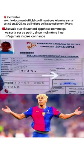 #lamineyamal et son vrai document qui montre vraiment qu’il est née en #2005 et actuellement il a #19 ans #visibilité #videoviral @ 