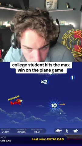 college student hits the max win on the plane game #rydurz #planegame #kickstreaming 