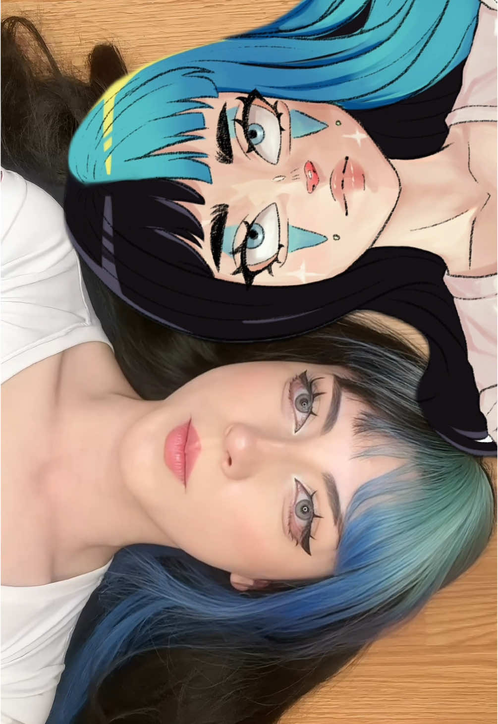 Haciendo el trend y dibujando a los años 🫂✨ yo y yo ajajaj  . . . . . . #anime #oc #outfit #outfitoftheday #outfitinspiration #draw #drawing #drawings #anime #animegirl #egirl #fashion #inspo #y2k #bluehair 