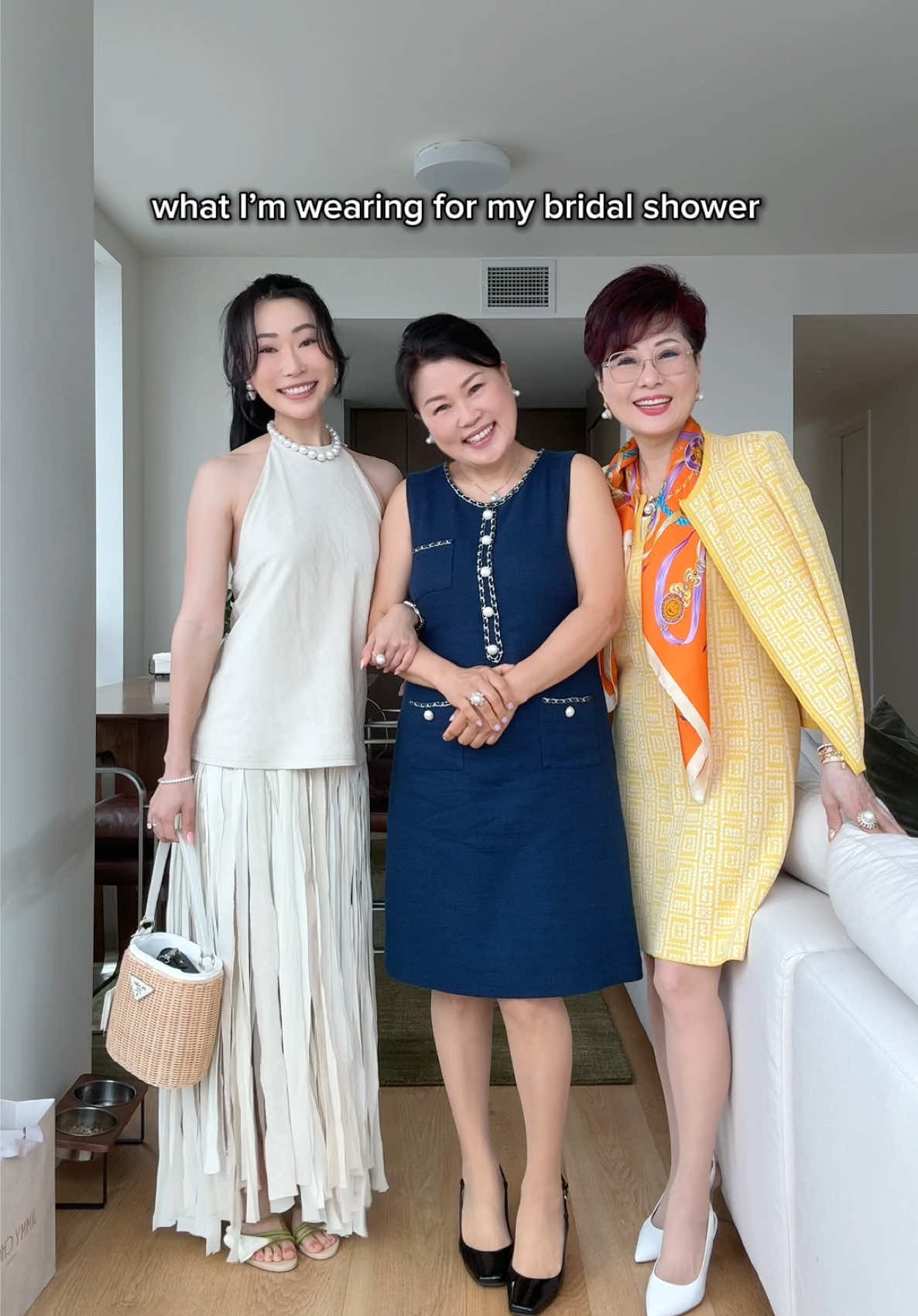 kekekeke aren’t my mommies the cutest!!!  outfit details below — dress: @ZARA (sand 0/3143/767/711/01) heels: @Cult Gaia Cassidy sandal bag: @Prada wicker and leather panier bag scent: @chanel.beauty eau splendide #whatimwearing #bridalshower #bridalshoweroutfit