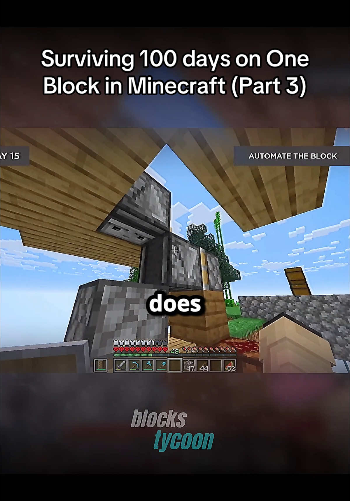 Surviving 100 days on One Block in Minecraft (Part 3) #Minecraft Full vid on WildSpade on YouTube