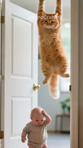 Cute baby play hide and seek with cat #cute #cutebaby #cutecat #babylaugh #catlaughing #orangecat #petlovers #pets #funnybaby #funnyvideo #funnymoments #orangecat #fyp #ai 