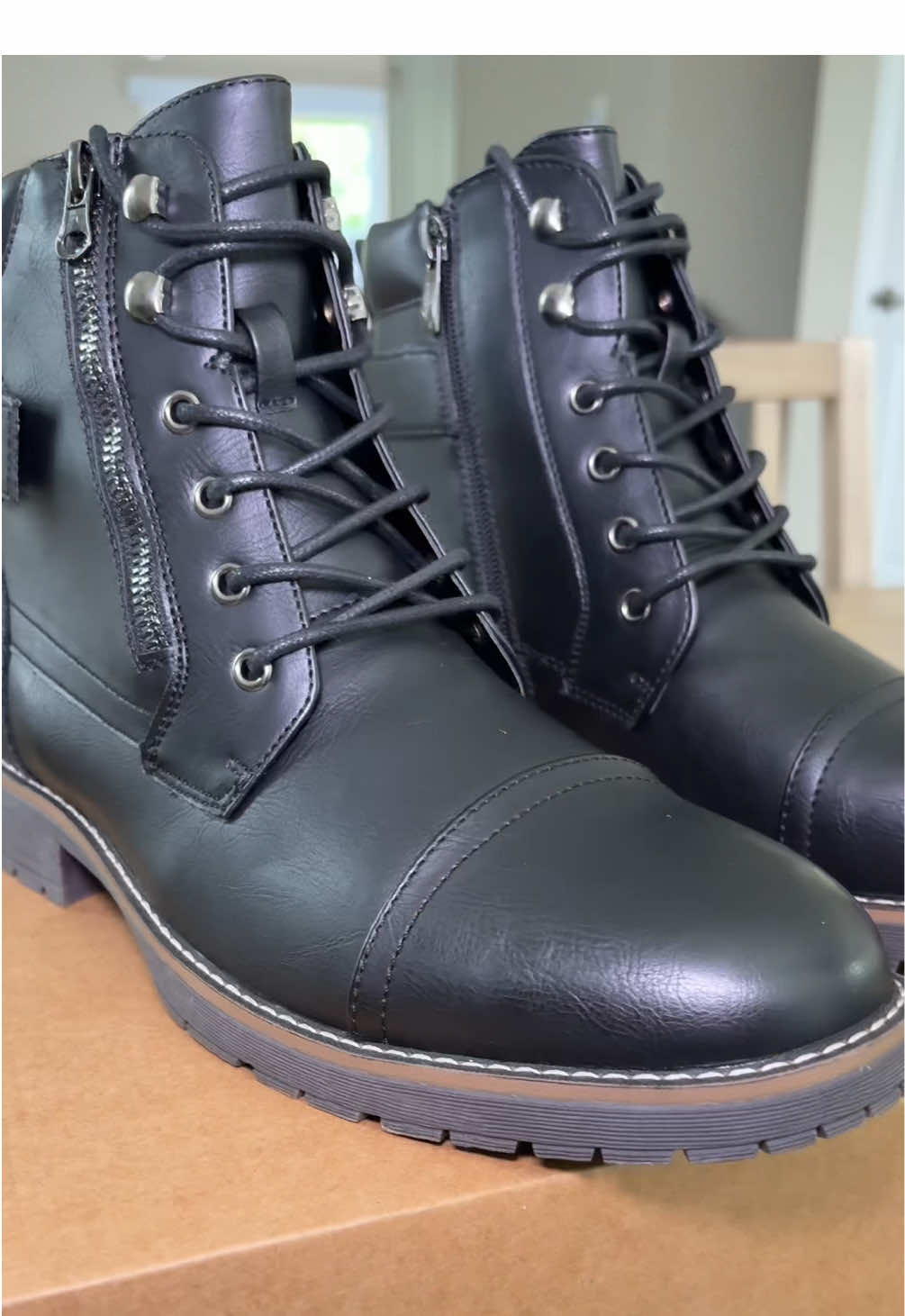 Unboxing my new boots from Vostey Shoes Boots Sale! These are less than $50 right now! #leatherboots #blackboots #bootsformen #motorcycleboots #creatorsearchinsights  