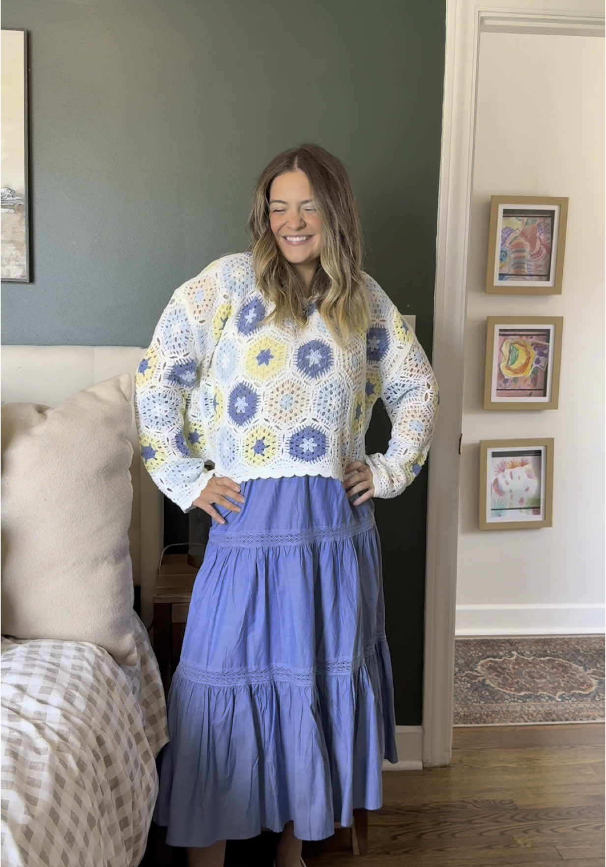 Loving this fit 🩵💛🤍💙 #springootd #momootd #getdressedwithme #colorfuloutfit #