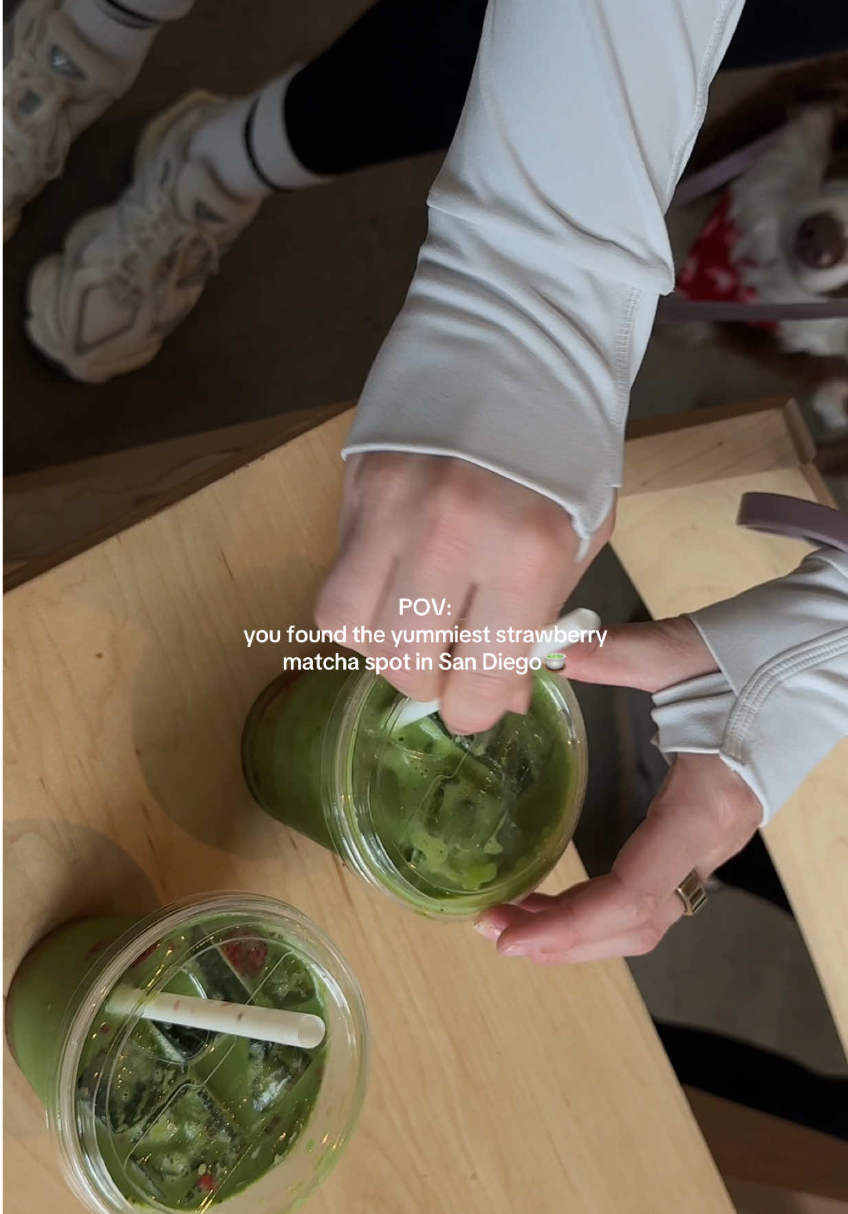 Just what I needed on this rainy day🍵🌧️ This was at Rikka Fika in DT! #sandiego #strawberrymatcha 