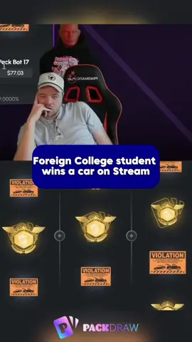 Foreign College student wins a car on Stream #kick #kickstreming #packdraw