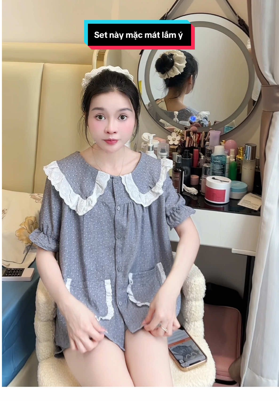 Set này mặc mát lắm ý #review #hottrend #bongu #bonguxinh #viral #fyp #tiktok #xuhuongtiktok #giohang #set #thoitrangnu #tiemtaphoaHatTieu 