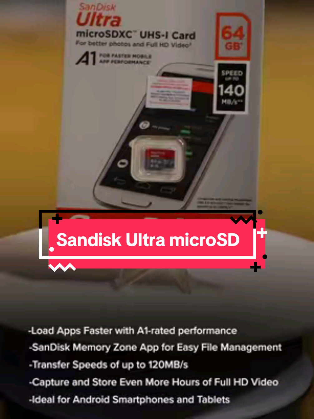 The SanDisk Ultra microSD UHS-I card gives you the freedom to shoot, save and share more than ever before. With capacities up to 1TB, our SanDisk Ultra microSD card has room for even more hours of Full HD video and delivers transfer speeds of up to 150MB/s to help you move that content fast. Ideal for Android smartphones and tablets, the card loads apps faster with A1-rated performance. Ideal for Android smartphones and tablets Up to 1TB to store even more hours of Full HD video Up to 150MB/s transfer speeds let you move up to 1000 photos in a minute [256GB-1TB] Up to 140MB/s transfer speeds to move up to 1000 photos per minute [64GB-128GB] Up to 120MB/s transfer speeds to move up to 1000 photos per minute [32GB] Up to 98MB/s transfer speeds let you move photos fast [16GB] Load apps faster with A1-rated performance Class 10 for Full HD video recording and playback Water-proof, temperature proof, X-ray proof, magnet proof, shock proof Compatible with SanDisk MobileMate USB 3.0 microSD card reader #sandisk #memorycard #microsd