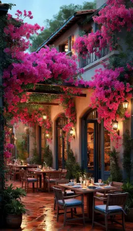 A Summer Afternoon Under the Pink Blossoms – Romantic Terrace Cafe🌿 On a quiet summer afternoon, two people reunite at this charming terrace cafe. The scent of pink bougainvillea fills the air, and soft sunlight warms the rustic tiles. Sophie left this village years ago, but always remembered this place. Daniel, waiting every Saturday in silence, finally sees her again. No words are needed—just the flowers, the breeze, and the moment they share. #RomanticCafe #BougainvilleaVibes #flowers🌼🍁🌸 #TerraceCafe #AestheticView #Cafe#coffee#PeacefulMoments #DreamyPlace #VisualPoetry#Applestudio201