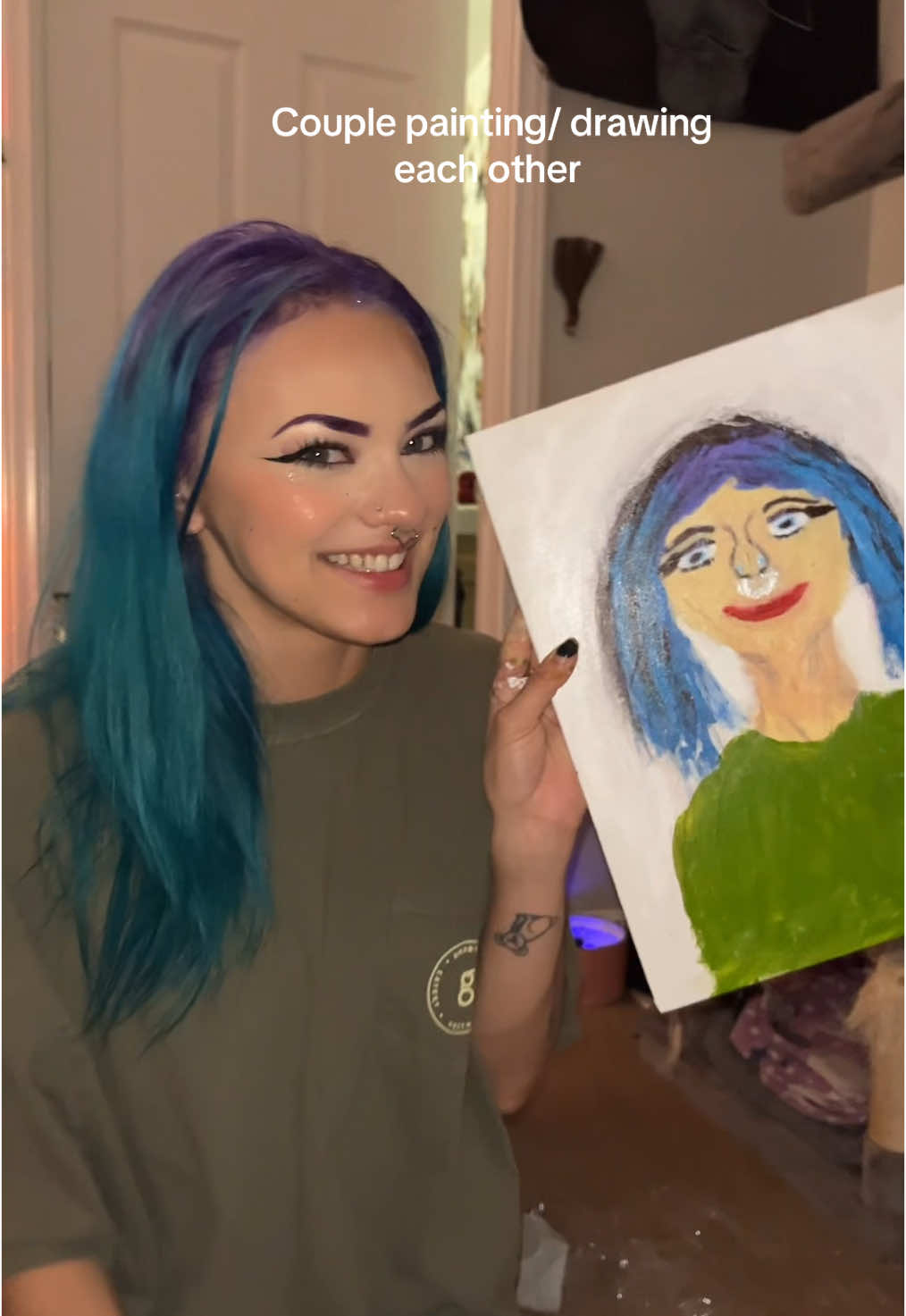 Couples drawing each other challenge #paintchallange #couplepaintingchallenge #couplepainting #viral #fyp #pookie #art #couplespaintings #couplespainteachother 