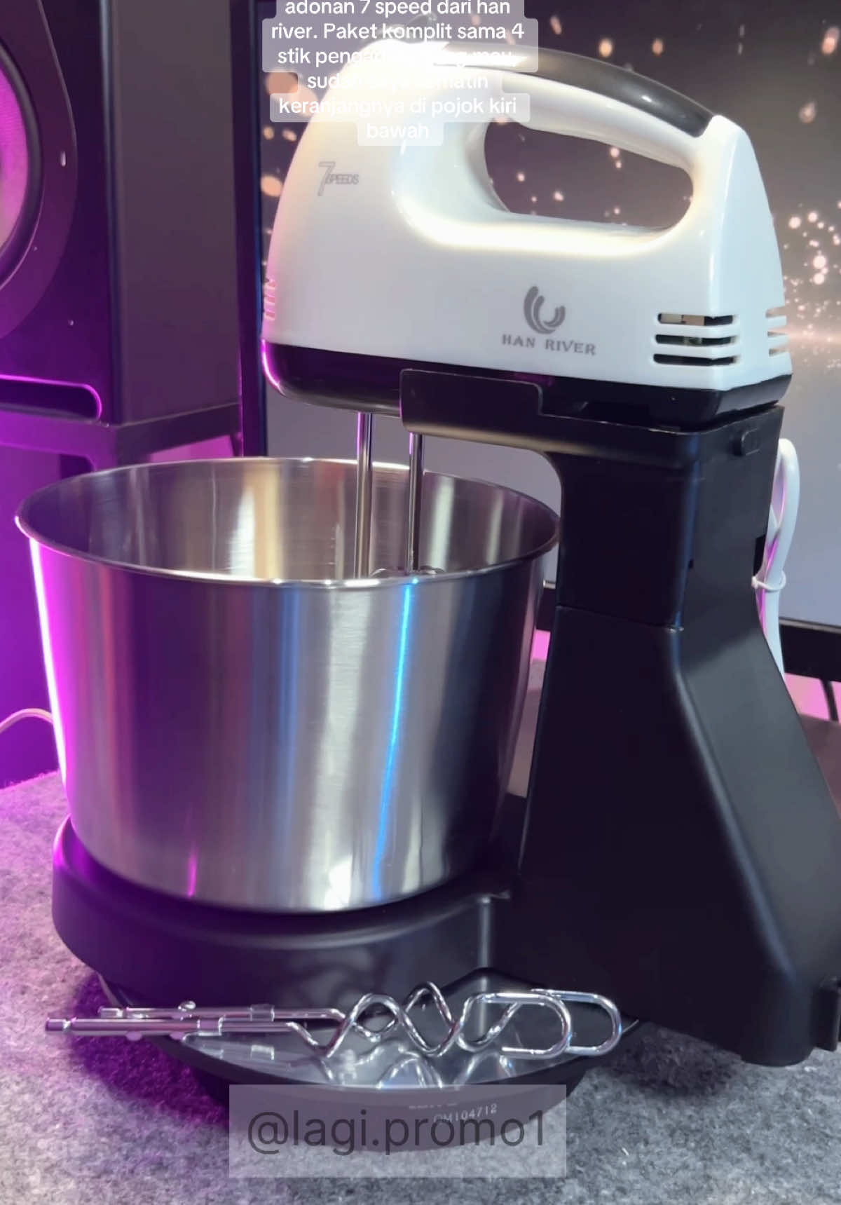 Stand  mixer 7 speed pengaduk adonan paket komplit dari han river #penagaduk #pengadukadonankue #handmixer #standmixer 