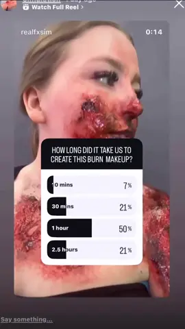 So I did a interesting poll on our Insta account, to see how long people thought it had taken too create this Full Thickness Burn moulage, most voted for 1 hour when in-fact it took 30mins 👏 So here is the full thickness burn makeup video as it’s was created in real time, all filmed in one go (cropped for the reel time) and as the time stamp shows, it took just 30 minutes from start to finish!  When it comes to supporting live training events, moulage isn’t just about creativity. It’s about time management, precious working time, medical realism, and efficiency.  We often have tight turnarounds to get injuries in place before scenarios kick off, so being able to work quickly without compromising on quality is key, we often work as teams too to be even more efficient. Want to know how we create moulage like this for training events, Real Fx is here to support and offer guidence on all your moulage needs!  #realfxsim #moulage #medicalsimulation #simulation #makeupfx #makeupartistry #poll #burnmakeup #makeuptutorialvideo #creativebusiness