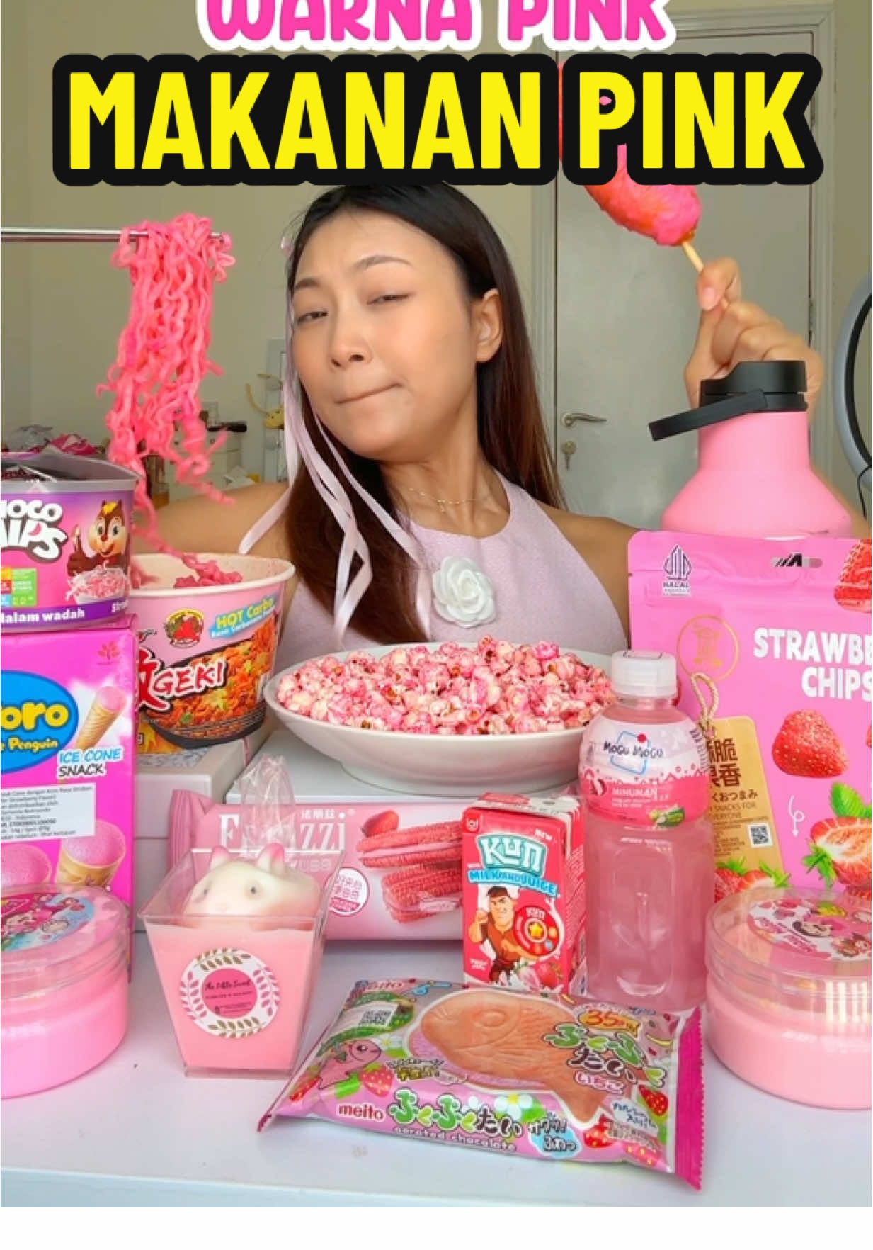 MUKBANG MAKANAN WARNA PINK 💖🌸💐🐷🎀🌷💝🌺🩷🍬  Full vid nya ada di yt aku : jessica effendy ya 🥳😎🕺  #makananpink #fyp  