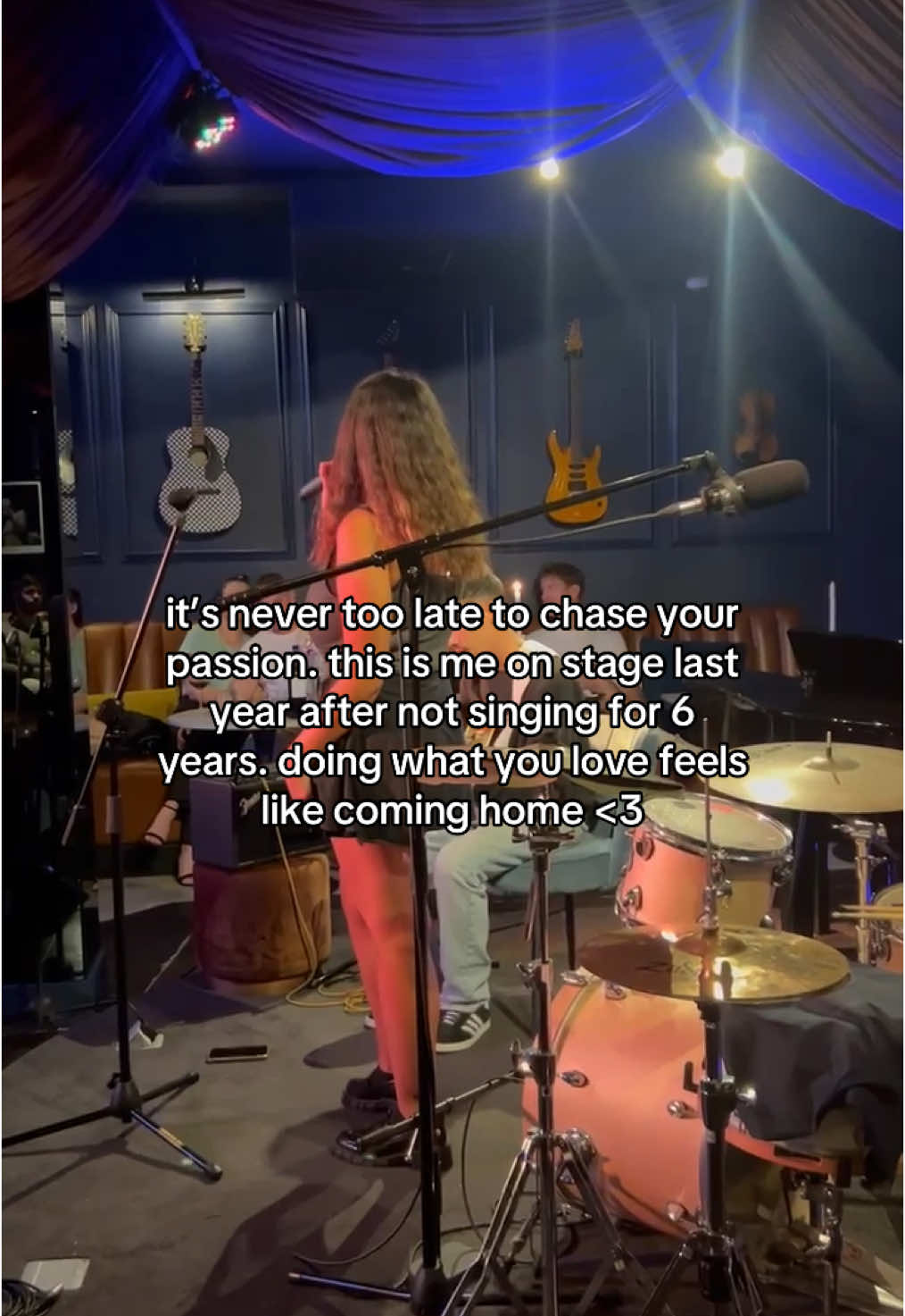 was it silly for younger me to think I’d hit it off as a big singer? maybe. but it was sillier for older me to think i wouldn’t feel the absence of doing what i loved for a more “normal” path. @Keanan on guitar 