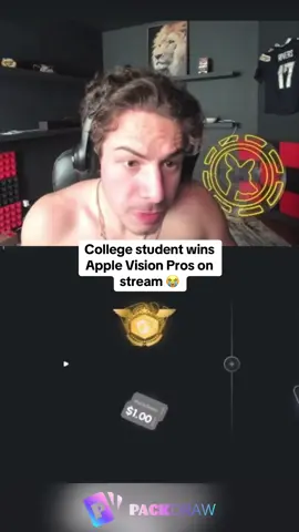College student wins Apple Vision Pros on stream 😭 #kickstreaming 