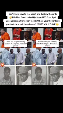 I don't know how to feel about Unc Just my thoughts  😳This Man Been Locked Up Since 1953 For a Rpd  Case Louisiana Correction facility Whats your thoughts do you think he should be released?  WHAT Y'ALL THINK 🤔 #foreducationalpurposeonly #whatyallthink #opinion #freehimorkeephim  #jail #prison #agreeordisagree #angola #angolaprison #lousiana #voiceover #talkover #reaction #reactionvideo 