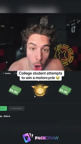 College student attempts to win a motorcycle 😭 #kickstreaming 