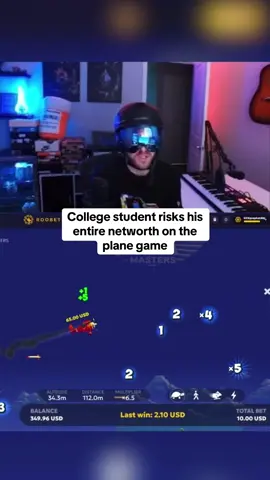 College student risks his entire networth on the plane game #kickstreaming 
