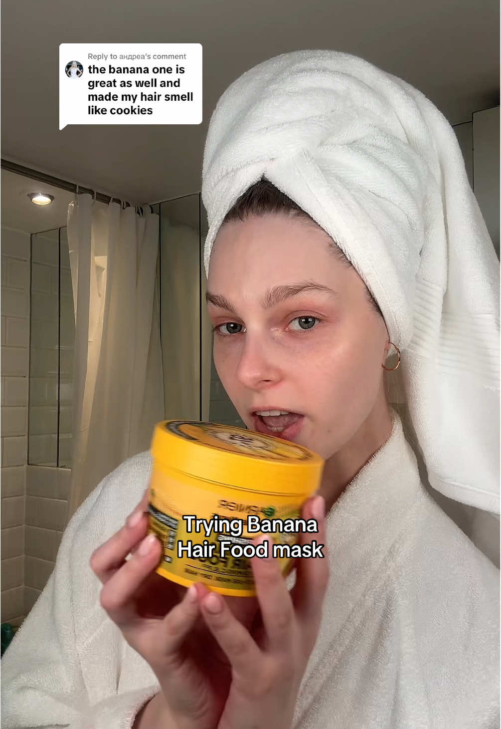Replying to @андреа I think if this mask had silicones it would be a 10/10 for me, but for now I’ll give it a 9/10 😍 @Garnier @GarnierUSA #garnier #garnierfructis #hairfoodmask #bananamask #hairmask #haircare #hairtok #hairtutorial #hairtreatment 