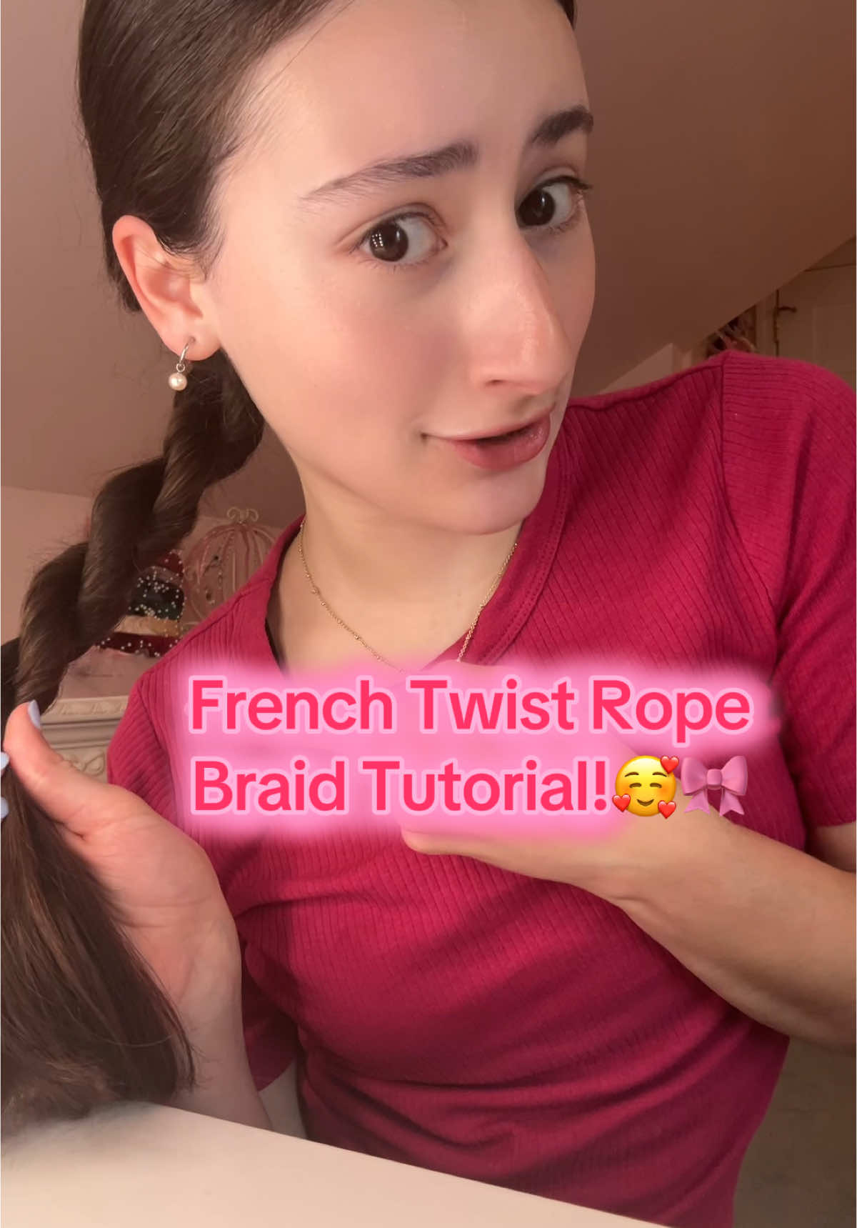 French Twist Rope braid tutorial!!🥰🎀🎀#ropebraid #frenchtwist #frenchbraid #hair #hairtok #hairstyle #hairtutorial #tutorial #pink #braids #braid #pink #tutorial #trending #viral #fyp 