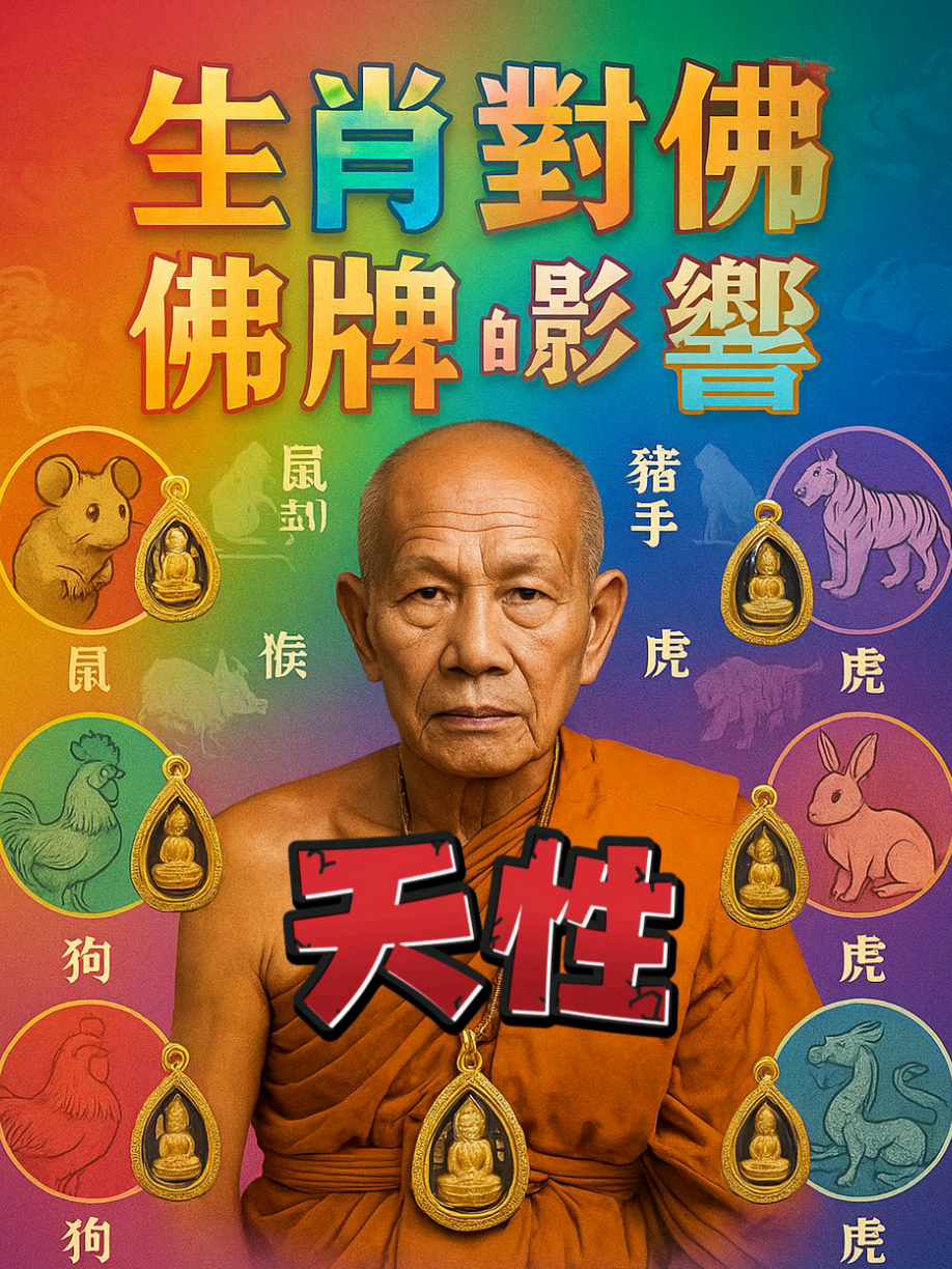 一、生肖與五行對應關係 每個生肖都對應一種主要五行，這會影響其氣場與佛牌能量的互動方式： 屬鼠與屬豬的人，對應的五行是水。 屬牛、龍、羊、狗的人，五行屬土。 屬虎與兔的人，五行屬木。 屬蛇與馬的人，五行屬火。 屬猴與雞的人，五行屬金。 二、佛牌的能量屬性分類與適配生肖 佛牌可依其能量特性分為三大類型： 1. 陽性能量的佛牌，例如九面佛、蝴蝶佛牌、帕洛等，能帶來外放、開創、自信等能量，特別適合本命氣場較陰的人，例如屬鼠、牛、兔、蛇、羊、雞等。 2. 陰性能量的佛牌，例如四面佛、拉胡、鬼王類型、藥師佛等，具有內收、化煞、鎮定的能量，適合本命氣場偏陽的生肖，例如屬虎、龍、馬、猴、狗、豬等。 3. 中性協調型佛牌，如崇迪、坤平、龍婆托、善加財、招財女神等，屬於能量平衡型，適合所有生肖，尤其適合氣場不穩或希望全面補運的人使用。 三、依生肖推薦佛牌與理由 屬鼠的人，適合佩戴善加財佛或藥師佛，這類佛牌有助於穩定情緒並補強水氣過旺帶來的浮動性格。 屬牛的人，適合佩戴四面佛或拉胡，有助於化解過度固執、壓力沉重的土性能量。 屬虎的人，建議佩戴九面佛或坤平，這能緩和衝動、提升人緣與事業突破力。 屬兔的人，適合佩戴帕洛或藥師佛，以助於穩心神、開智慧。 屬龍的人，適合選擇拉胡或崇迪，有助於開發潛能、避小人與是非之災。 屬蛇的人，適合九尾狐或拉胡佛，能提升直覺力並防止感情破局與人際劫數。 屬馬的人，建議佩戴蝴蝶佛牌或四面佛，可增強吸引力與事業力，調和易怒情緒。 屬羊的人，適合善加財佛與阿贊派蝴蝶佛牌，有助於提升財運與人氣。 屬猴的人，建議配戴坤平或九面佛，這能穩定多動的氣場，提升專注與守財能力。 屬雞的人，適合龍婆托或拉胡佛，這兩者能保護氣場穩定並減少外在干擾。 屬狗的人，建議配戴四面佛或招財女神，有助於提升工作貴人運與整體協調力。 屬豬的人，適合善加財佛與蝴蝶佛牌，可增加招財力與人際吸引力。 #泰國佛牌 #紫微斗數 #人緣 #招財 #命理 #佛牌 