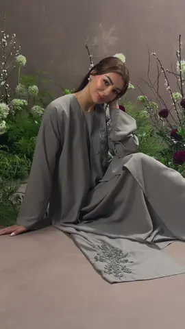Blending modern elegance with traditional, we present the khadeejah abaya Crafted in a soft, serene grey  Launching may 9th at 6pm #abaya#eid#modest#newcollection#fyp