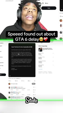 Speeed found out about GTA 6 delay🥺❤️‍🩹 #Ishowspeed #speed #fyp #foryou #foryoupage #viral #ishowspeedclips ishowspeed speed ksi #ksi #jj #sidemen #uk 