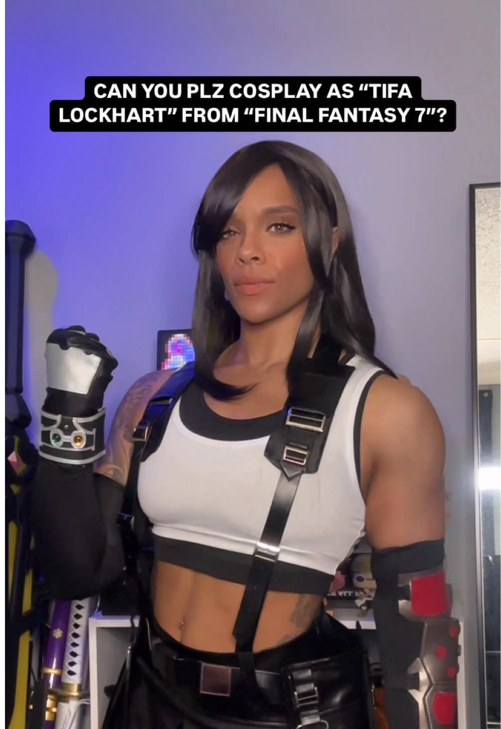 Muscle mommy Tifa Lockhart at your service 💪🏽✨ . So many of you guys requested me to cosplay as her and I finally got around to doing so!!!  . As a huge fan of Final Fantasy 7, I wouldn’t mind trying out Sephiroth 😈 . Who else is a Final Fantasy fan and which character is your favorite?! 🤍 #tifalockhart #finalfantasy7 #finalfantasy #cosplay #cosplaygirl #cosplayer #GamerGirl #videogames #squareenix