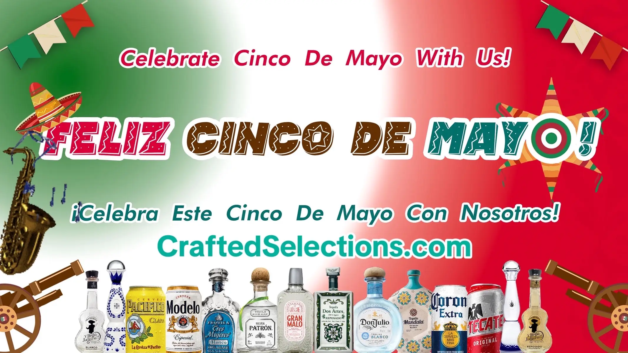 Feliz Cinco De Mayo! Discover our wide selection—visit us in store or browse our website at CraftedSelections.com. #craftedselections #escondido #sanmarcos #cincodemayo #beer #tequila #shoplocal #coronacerveza #modelocerveza #pacificocerveza #tecatecerveza #granmalotequila #dosartestequila #patrontequila #mandalatequila #donjuliotequila #claseazultequila #yllegojaliscotequila #tresmujerestequila 