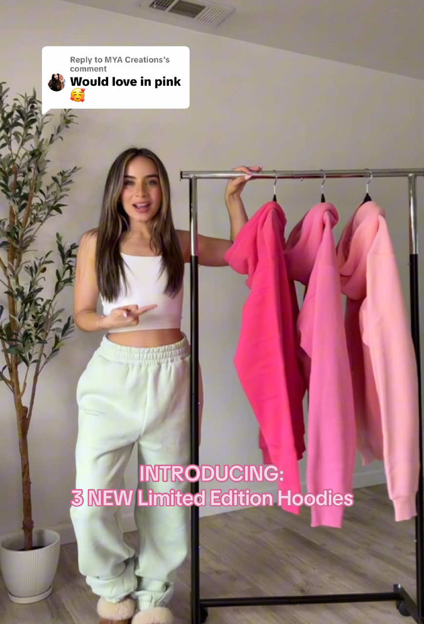 Replying to @MYA Creations PINKS ARE HERE✨  Petal🌸, Sorbet🍧, & Hot Pink🩷  @Comfrt #limitededition #comfrt #sweatset #pinkhoodie 