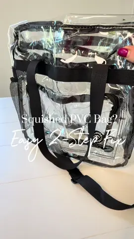 ✨Revive Your Squished PVC Bag in Just 2 Easy Steps! 🎒💖 I tagged the bag below because it’s so cute and roomy! 🥰 #DIY #BagHacks #PVCBagRescue #FashionFix #ReshapeYourBag #TikTokTips #SustainableFashion #BagRefresh #StadiumBag #HairDryerHacks  