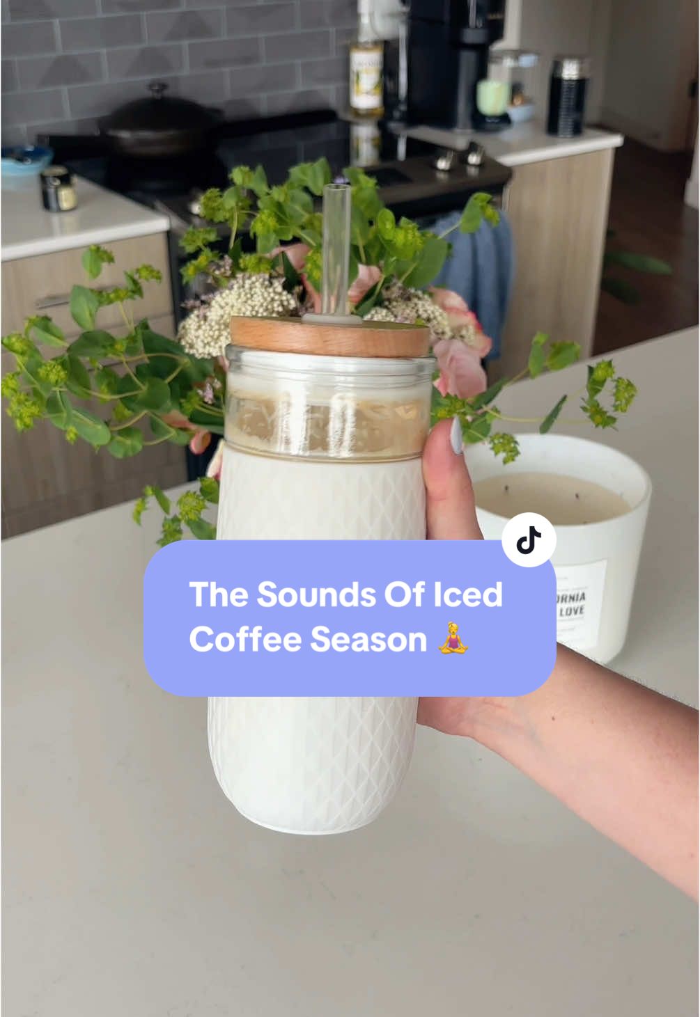 Iced coffee in a glass tumbler is superior and this is not up for debate 😌 #icedcoffee #glasstumbler #coffee #icedcoffeeathome #icedcoffeerecipe #icedcoffeetiktok #spring #Recipe 
