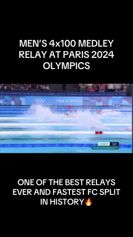 One of the best relays ever at the Paris 2024 Olympics, with Pan Zhanle dropping the fastest FC split in history!! #swimming #gold #swim #olympics #paris 