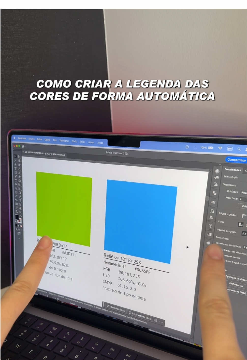Como criar a legenda das cores da sua paleta de cor de forma automática no Illustrator 🤩🤌🏻 #designer #freelancer #designgrafico #design 