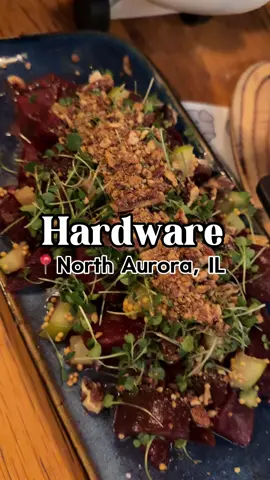 🐷 Hardware Gastropub & Brewery ✨ Located in North Aurora, Illinois, this restaurant blends craft, sustainability, and flavor all in one place.  The appetizers were actually large and sharable and everything had such rich, layered flavors. For apps we got the roasted beets, fried Brussels sprouts & baked goat cheese. For entrees we got the Manhattan New York and the Korean Pork Fried Rice.  I definitely recommend Hardware!  ⏰ Tuesday- Thursday: 11:30am-10pm Friday-Saturday: 11:30am-12am Sunday: 11am-9pm Monday: Closed  📍 2000 W Orchard Rd. North Aurora, IL 60542 #chicagoland #chicagosuburbs #chicagofoodguide #chicagofoodie #chicagofood #foodreviewer  Food in North Aurora Illinois 
