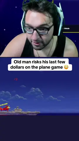 Old man risks his last few dollars on the plane game 😳 #kickstreaming #streamer 