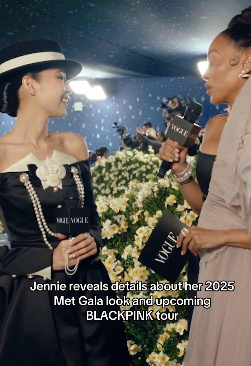 #Jennie revealed all the details of her custom #Chanel look tonight as well as a sneak peak into the upcoming #Blackpink tour. Watch the full livestream at the link in bio. 