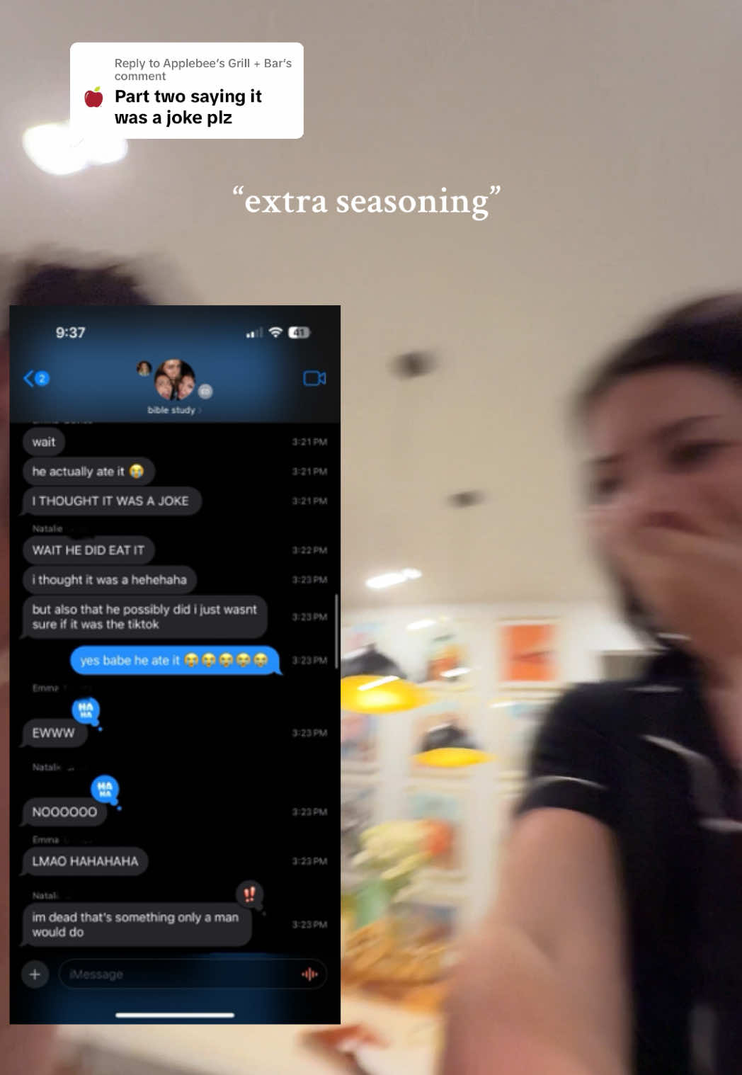 Replying to @Applebee’s Grill + Bar I’m truly am so sorry that I cannot @Applebee’s Grill + Bar , can we still be friends?  @nat ₊✩‧₊˚౨ৎ˚₊✩‧₊ and @emma were also shook  #funny #boyfriend #onlyme #whataretheodds #disbelief #itiswhatitis #buldakramen 